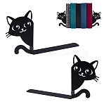 1 Bag Cat Iron Book Holder Stand, for Notebooks, Picture and Albums Display, with Self-Adhesive Sticker, Black, 152x40x260mm(ODIS-PB0001-04)
