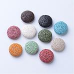 Unwaxed Natural Lava Rock Beads, for Perfume Essential Oil Beads, Aromatherapy Beads, No Hole/Undrilled, Dyed, Flat Round, Mixed Color, 20~21x7.5mm(G-F326-M)