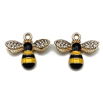 Alloy Enamel Pendants, with Rhinestone, Bees Charms, Golden, 22x18mm(ENAM-WH0056-43B)