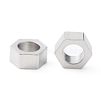 Non-Tarnish 304 Stainless Steel Beads, Hexagon, Stainless Steel Color, 5x4.5x2mm, Hole: 2.8mm(X-STAS-P327-06P)