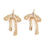 Brass Micro Pave Cubic Zirconia Pendants, Bowknot Charms, Real 18K Gold Plated, 23x16x3mm, Hole: 1.2mm(KK-L261-07G)