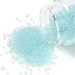 MIYUKI Round Rocailles Beads, Japanese Seed Beads, Fancy Lined Soft, (RR3638) Fancy Lined Soft Aqua, 11/0, 2x1.3mm, Hole: 0.8mm, about 5500pcs/50g(SEED-X0054-RR3638)