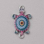 Alloy Enamel Connector Charms, Turtle Links, Platinum, Hot Pink, 27.5x15.5x2mm, Hole: 1.4mm and 1.6mm(ENAM-WH0061-47K)