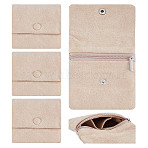 Velvet Fabric Jewelry Storage Bags, with Alloy Zipper, Rectangle Jewelry Envelope Pouches, Beige, 9x9.6x4.5cm(ABAG-WH0048-24A)