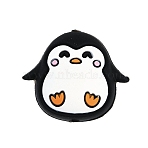 Silicone Beads, DIY Necklaces and Bracelets Making, Cartoon Animal, Black, Penguin, 22.5x26x14.5mm, Hole: 2mm(SIL-Q028-01G)