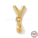 925 Sterling Silver Ice Pick Pinch Bails, with S925 Stamp, Letter V, Real 18K Gold Plated, 15x6.5mm, Hole: 6x1.5mm, Pin: 0.8mm(STER-NH0001-26G)
