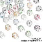 Transparent Acrylic Beads, with Glitter Powder, Round, Mixed Color, 10mm, Hole: 1.8mm, about 30pcs(MACR-YW0003-91B)