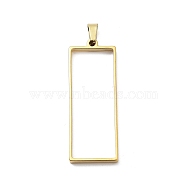 304 Stainless Steel Open Back Bezel Pendants, For DIY UV Resin, Epoxy Resin, Real 18K Gold Plated, Rectangle, 48x18x3mm, Hole: 8x4mm(STAS-Z091-05G-02)