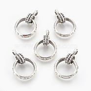 Alloy Pendants, Ring, Antique Silver, 39~39.5mm, Hole: 5x3.5mm, Pendant: 24~25x5~5.5mm(PALLOY-G249-02AS)