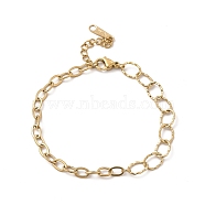 Ion Plating(IP) 304 Stainless Steel Oval Link Chain Bracelet for Women, Real 14K Gold Plated, 6-5/8 inch(16.7cm)(BJEW-G667-07G)
