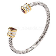 July Twisted Stainless Steel Rhinestone Open Cuff Bangles, Torque Bangles for Women(VG2033-7)