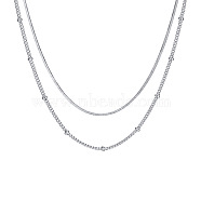 304 Stainless Steel Double-Layer Necklace, Satellite & Snake Chains Necklace, Stainless Steel Color, 15.16 inch(38.5cm)(NJEW-Q321-01P)