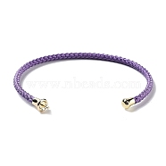 Stainless Steel Cuff Bangle Making, with Golden Tone Brass Finding, for Half Drilled Beads, Medium Purple, Inner Diameter: 1-3/4x2-3/8 inch(4.6x6cm), Pin: 1mm(MAK-C004-01G-14)