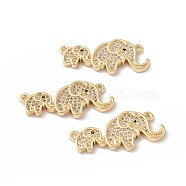 Elephant Mother and Son Brass Micro Pave Clear Cubic Zirconia Connector Charms, Long-Lasting Plated, Cadmium Free & Lead Free, Real 18K Gold Plated, 12x27x2mm, Hole: 1.2mm(ZIRC-L100-134G)