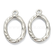 304 Stainless Steel Pendants, Hammered Oval, Stainless Steel Color, 21x14x2mm, Hole: 1.5mm(STAS-P279-17P)