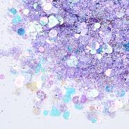 Ornament Accessories, PVC Plastic Paillette/Sequins Beads, No Hole/Undrilled Beads, Mixed Shapes, Lilac, 1~5x1~5x0.1mm(PVC-S035-013A-02)