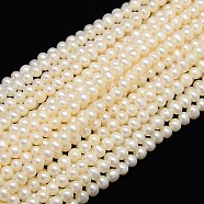 Natural Cultured Freshwater Pearl Beads Strands, Potato, Creamy White, 5~6mm, Hole: 0.8mm, about 63~64pcs/strand, 13.39 inch(34cm)(PEAR-L001-E-13)