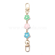 Flower Plastic Enamel Link Purse Short Chain, Bag Strap Extenders, with Alloy Swivel Clasps, Pink, 15cm(FIND-JF00100-01)