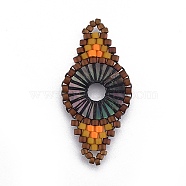 MIYUKI & TOHO Handmade Japanese Seed Beads Links, Loom Pattern, Rhombus, Dark Orange, 31~32x15~15.7x1.7~2.1mm, Hole: 1.4~1.8mm(SEED-E004-G06)