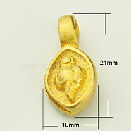 Brass Buddhist Pendants, Buddha Jewelry Findings Counter, Flat Oval, Golden, 21x10x6.5mm, Hole: 3.5x5mm(X-KK-K051-G)
