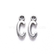 Tibetan Style Alloy Pendants, Cadmium Free & Lead Free, Letter C, C: 16.5x6.5x2mm, Hole: 2mm, about 1690pcs/1000g(TIBE-S108-108C-AS-RS)