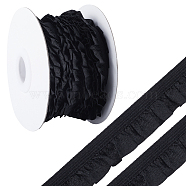 10 Yards Flat Chinlon Elastic Cord Trim, Pleated Trimming Elastic Cord for Jewelry Making, Garment Accessories, Black, 5/8 inch(15mm)(OCOR-WH0070-75D)