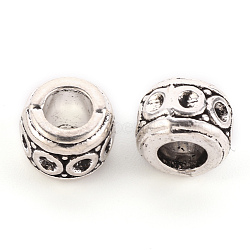 Tibetan Style Alloy European Bead Rhinestone Settings, Large Hole Beads, Cadmium Free & Lead Free, Rondelle, Antique Silver, Fit for 1.5mm rhinestone, 9.5x7.5mm, Hole: 5mm, about 480pcs/1000g(TIBEB-S039-002AS-RS)