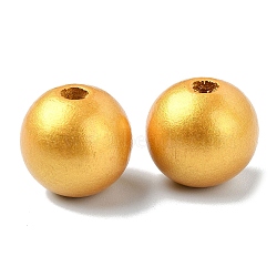 Wood Large Hole European Beads, Round, Gold, 19~20x18mm, Hole: 4.2mm(WOOD-D027-01F)