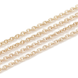 3.28 Feet Brass Cable Chains, Soldered, Flat Oval, Real 18K Gold Plated, 1.5x1.3x0.3mm(X-CHC-S003-15G)
