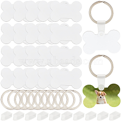 DIY Aluminum Heat Transfer Sublimation Double-Sided Blank Keychains Making Kits, Dog Bone, 38x24.5x1mm, Hole: 3.5mm, 60pcs(DIY-SP0001-71A)