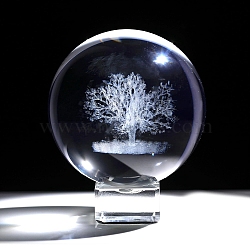 Inner Carving Glass Crystal Ball Diaplay Decoration, Fengshui Home Decor, Tree of Life, 60mm(PW-WGE79FB-02)