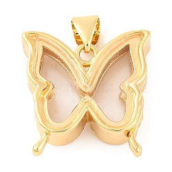 Rack Plating Brass Locket Pendants, with Plastic, Cadmium Free & Lead Free, Long-Lasting Plated, Real 18K Gold Plated, Butterfly, 18x18x7.5mm, Hole: 4x3mm(KK-F874-01G-07)