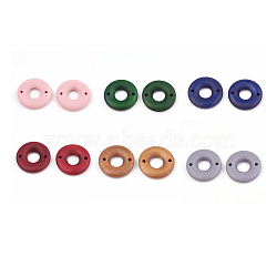 Pear Wood Links, Dyed, Donut, Mixed Color, 20x4mm, Hole: 1.8mm(WOOD-T010-05-M)