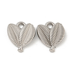 Non-Tarnish 304 Stainless Steel Pendants, Leaf Charm, Stainless Steel Color, 17.5x15x3.5mm, Hole: 2.1mm(STAS-N103-141P)