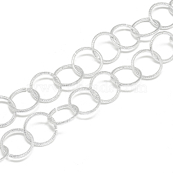 Unwelded Aluminum Rolo Chains, Belcher Chain, Textured, Gainsboro, 20.2x2mm(CHA-S001-076)