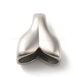 Tarnish Resistant 304 Stainless Steel Cord Ends, End Clasps, Mermaid Tail, Stainless Steel Color, 16x14x9.5mm, Hole: 6x6mm, Inner Diameter: 11x6mm(STAS-P325-10P)