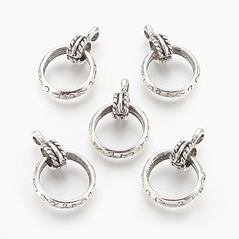 Alloy Pendants, Ring, Antique Silver, 39~39.5mm, Hole: 5x3.5mm, Pendant: 24~25x5~5.5mm