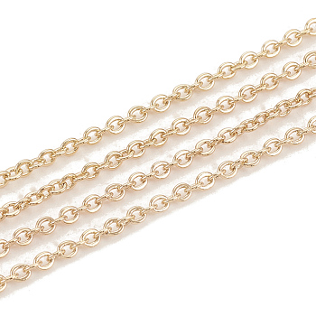 3.28 Feet Brass Cable Chains, Soldered, Flat Oval, Real 18K Gold Plated, 1.5x1.3x0.3mm