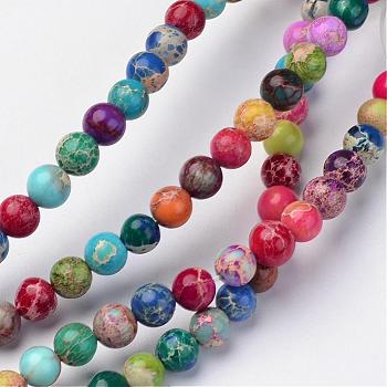 Natural Imperial Jasper Beads Strands, Round, Dyed, Colorful, 10mm, Hole: 1mm, about 38pcs/strand, 15 inch