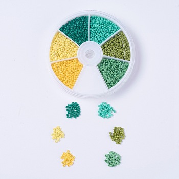 Spring Theme 12/0 Grade A Round Glass Seed Beads, Baking Paint, Mixed Color, 2x1.5mm, Hole: 0.7mm, about 360~400pcs/color, 6color, about 2160~2400pcs/box