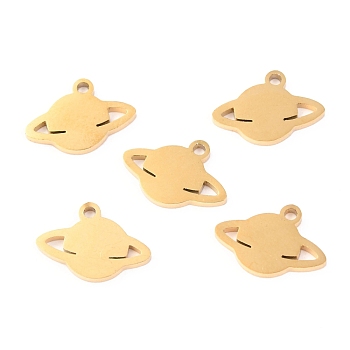 304 Stainless Steel Charms, Laser Cut, Planet, Golden, 12.5x9x1.1mm, Hole: 1.2mm