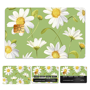 Plastic Waterproof Card Stickers, Self-adhesion Card Skin for Bank Card Decor, Rectangle, April Daisy, 140x190mm