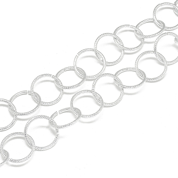 Unwelded Aluminum Rolo Chains, Belcher Chain, Textured, Gainsboro, 20.2x2mm