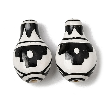 Handmade Porcelain Beads, Hand Painted Ceramic Beads, Famille Rose Porcelain, Triangle, 24~25x14.5~16x9~11mm, Hole: 1.6~2mm