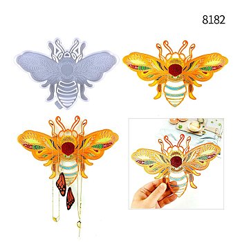 Bee DIY Food Grade Silicone Jewelry Holder Wall Hanging Molds, Resin Casting Molds, For UV Resin, Epoxy Resin Jewelry Making, White, 164x235x10mm