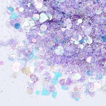 Ornament Accessories, PVC Plastic Paillette/Sequins Beads, No Hole/Undrilled Beads, Mixed Shapes, Lilac, 1~5x1~5x0.1mm