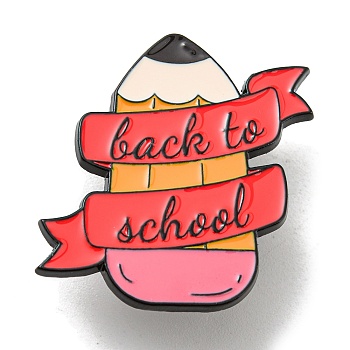 Back To School Theme Enamel Pins, Badge, Alloy Brooch for Backpack Clothes, Pencil, 30x28x1.5mm