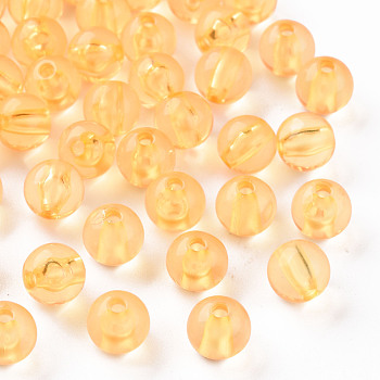 Transparent Acrylic Beads, Round, Gold, 8x7mm, Hole: 2mm, about 1745pcs/500g