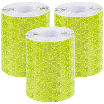 3 Rolls Safety Mark Reflective Tape Crystal Color Lattice Reflective Film, Car Styling Self Adhesive Warning Tape, Yellow, 5cm, about 3m/roll