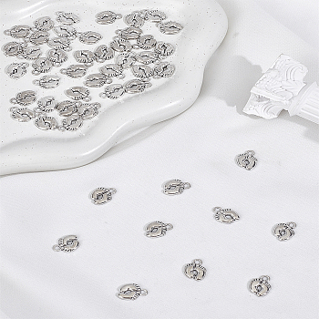 50Pcs Tibetan Style Zinc Alloy Charms, Baby Foot, Antique Silver, 14x10.5x2mm, Hole: 2mm
